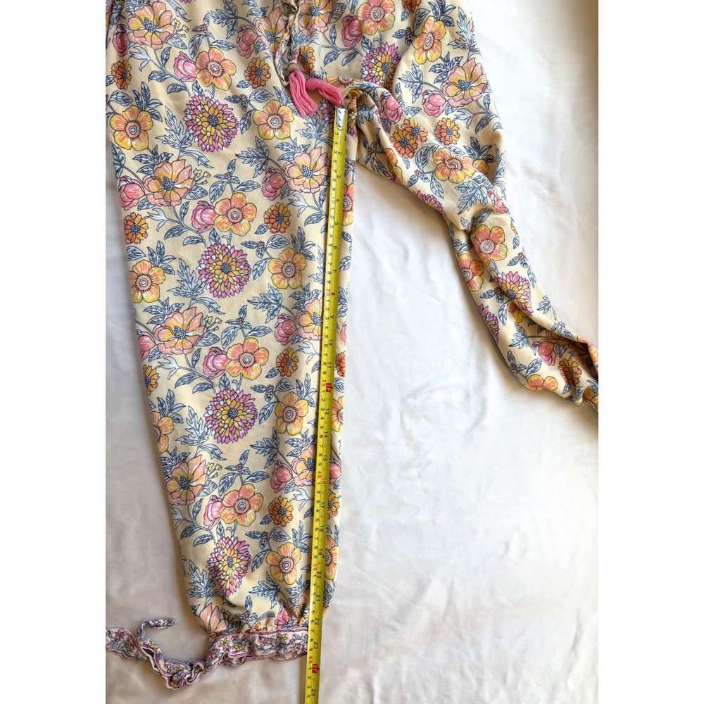 World Market Floral Jogger Pants Yellow Pink Boho Tassel Drawstring S/M - Picture 5 of 6